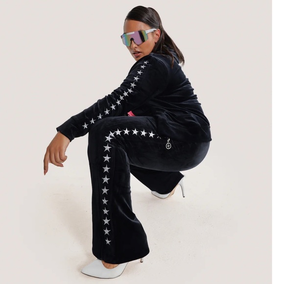 Paris Hilton Pants - Paris Hilton Black Star Track Pants ( pants only)